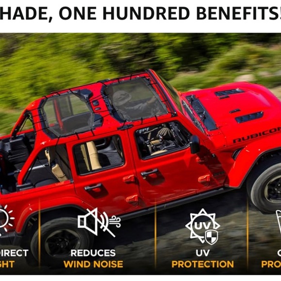 WRANGLER ROOFTOP SHADE - JLU ( FRONT & REAR Bungee balls are not included. NWOT - Picture 3 of 9